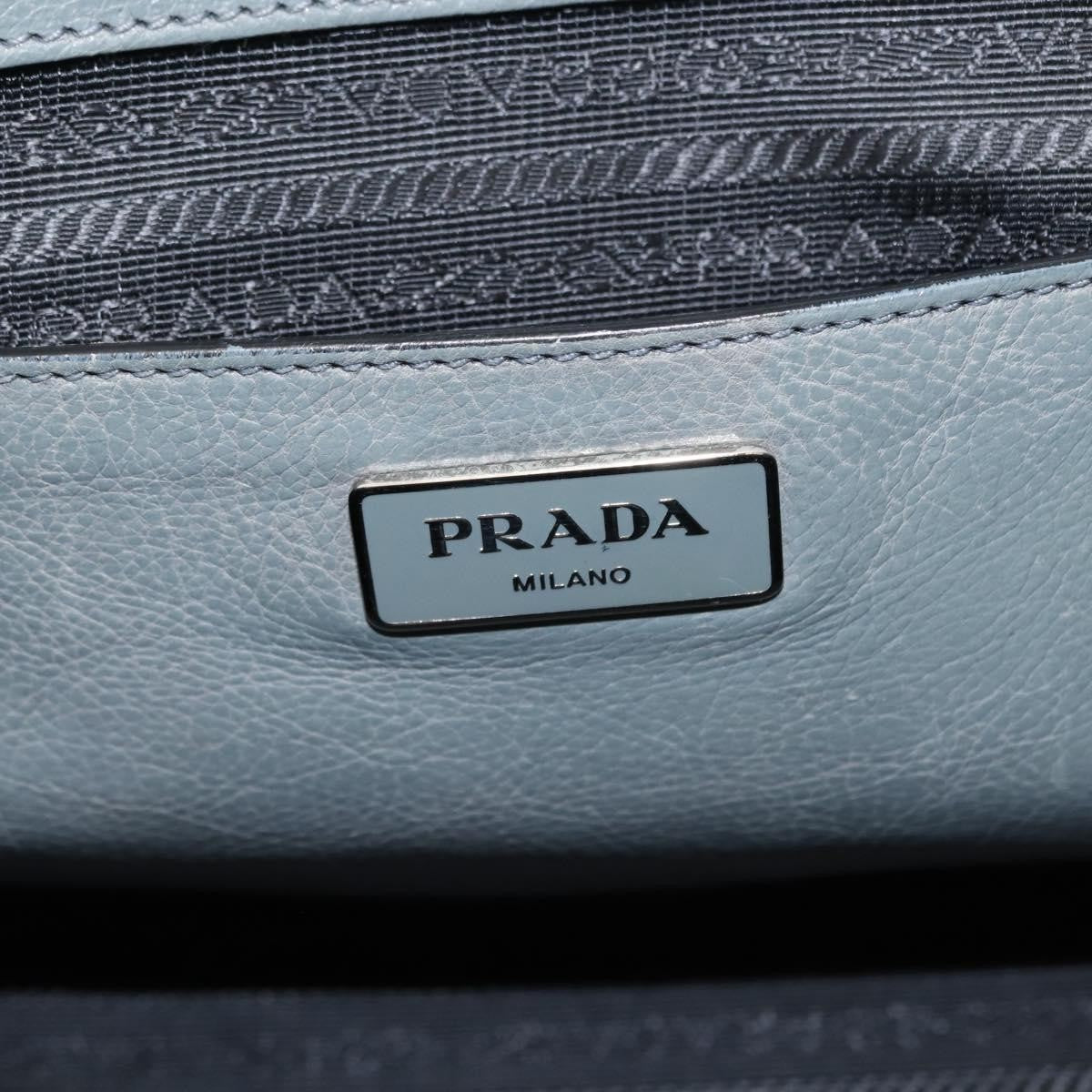 Prada Twin Pocket Lock Flap Tote Glace Calf Gray Leather Tote Bag Bag (Pre-Owned)