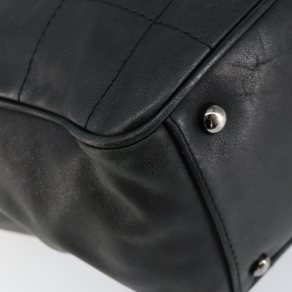 Chanel Square Stitch Tote Quilted Leather Black Leather Tote Bag Bag (Pre-Owned)