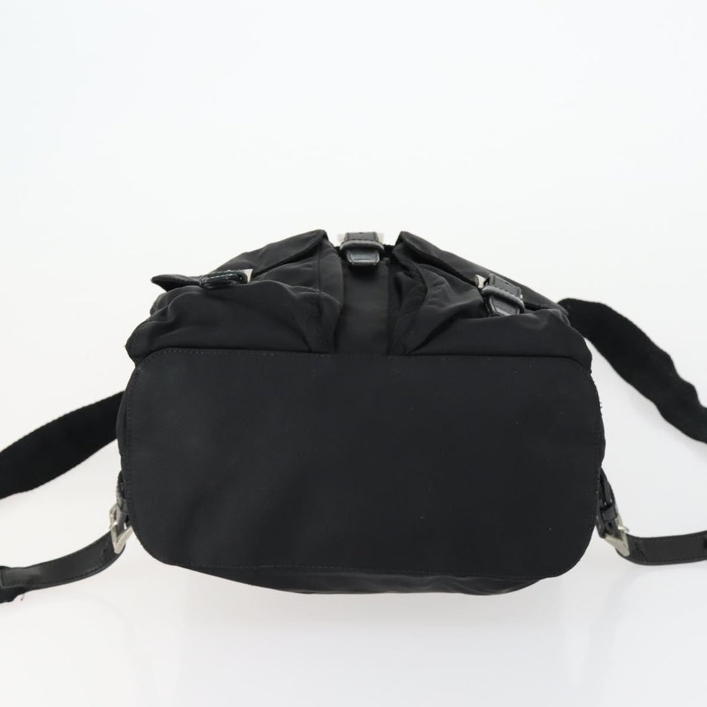 Prada Vela Double Front Pocket Backpack Tessuto With Saffiano Leather Black Nylon Backpack Bag (Pre-Owned)
