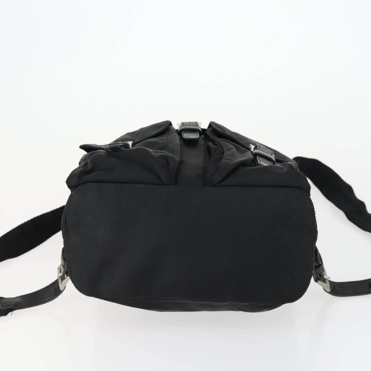 Prada Vela Double Front Pocket Backpack Tessuto With Saffiano Leather Black Nylon Backpack Bag (Pre-Owned)