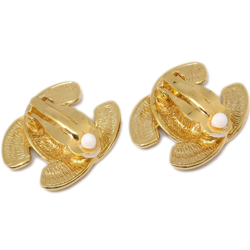Chanel Cc Clip-On Earrings Quilted Metal Gold Gold_Plated Earrings Jewelry (Pre-Owned)