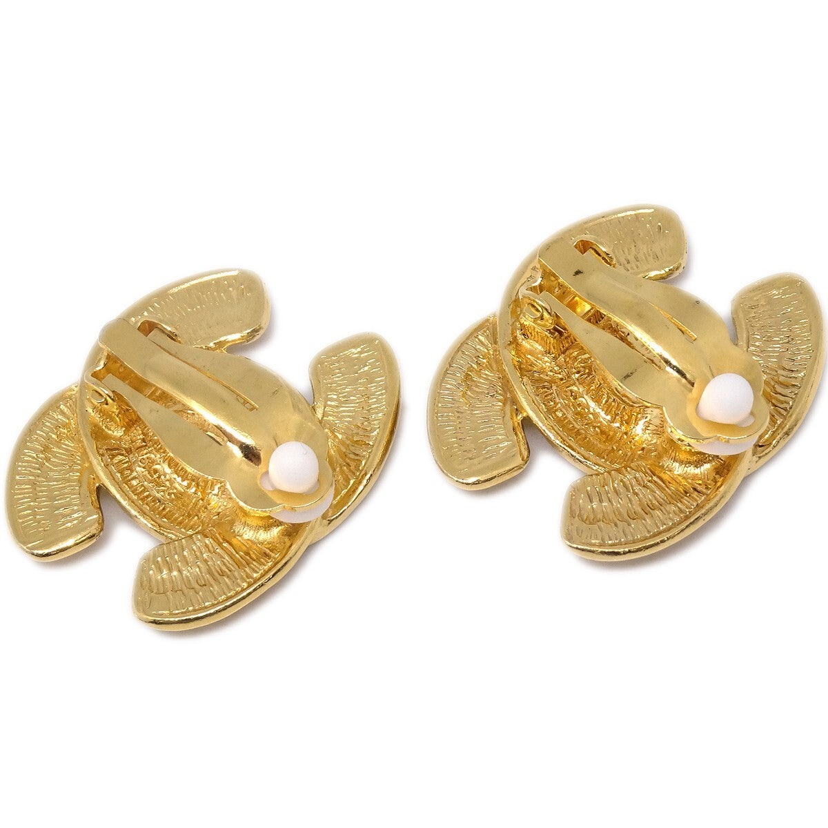 Chanel Cc Clip-On Earrings Quilted Metal Gold Gold_Plated Earrings Jewelry (Pre-Owned)