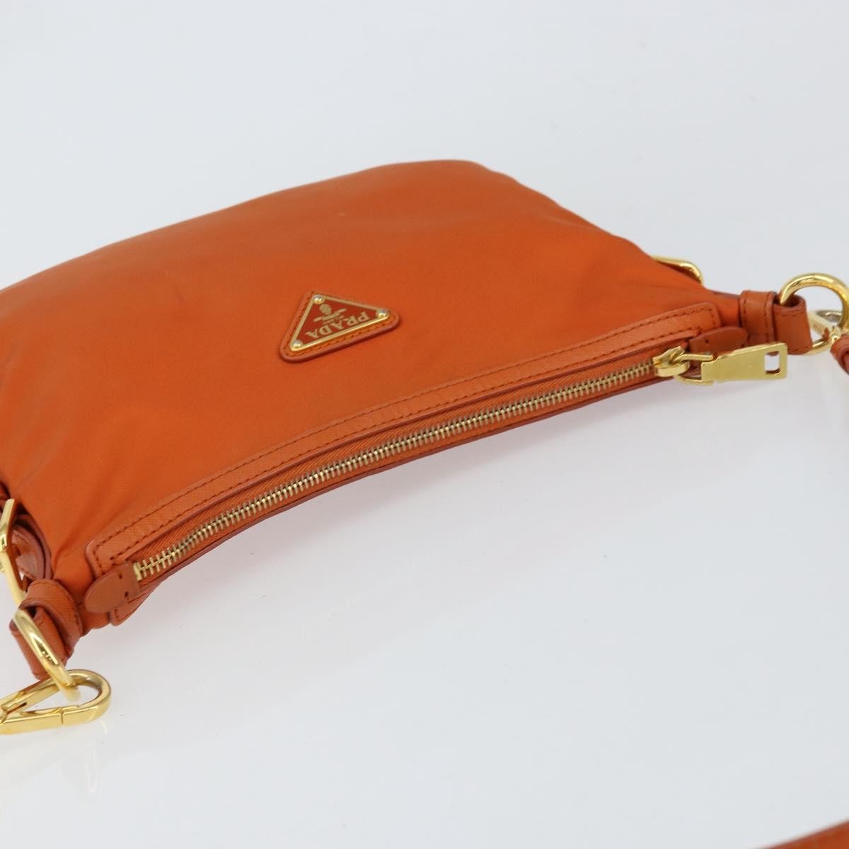 Prada Flat Messenger Tessuto With Leather Orange Nylon Shoulder Bag Bag (Pre-Owned)