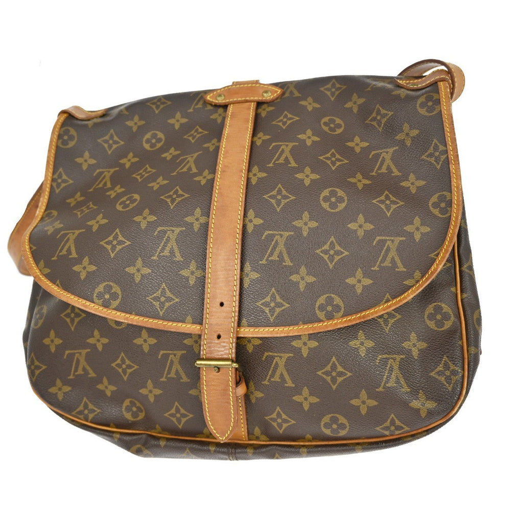 Louis Vuitton Saumur Handbag Monogram Canvas Brown Canvas Shoulder Bag Bag (Pre-Owned)