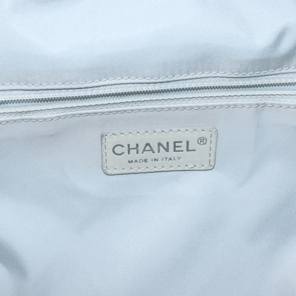 Chanel Biarritz Tote Nylon Silver Nylon Tote Bag Bag (Pre-Owned)