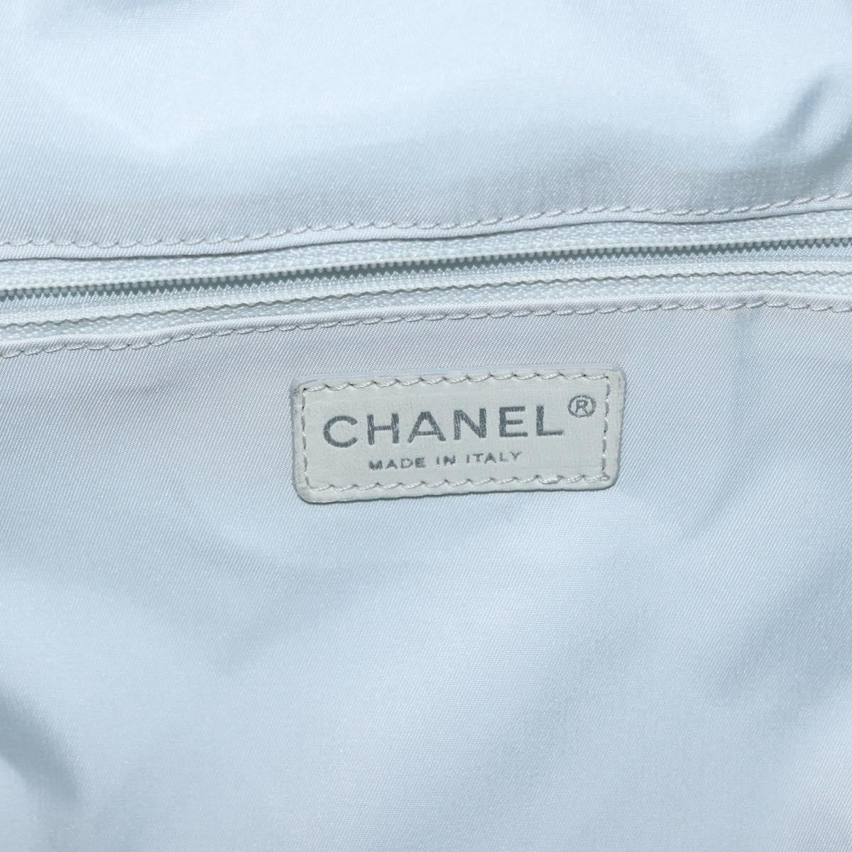 Chanel Biarritz Tote Nylon Silver Nylon Tote Bag Bag (Pre-Owned)