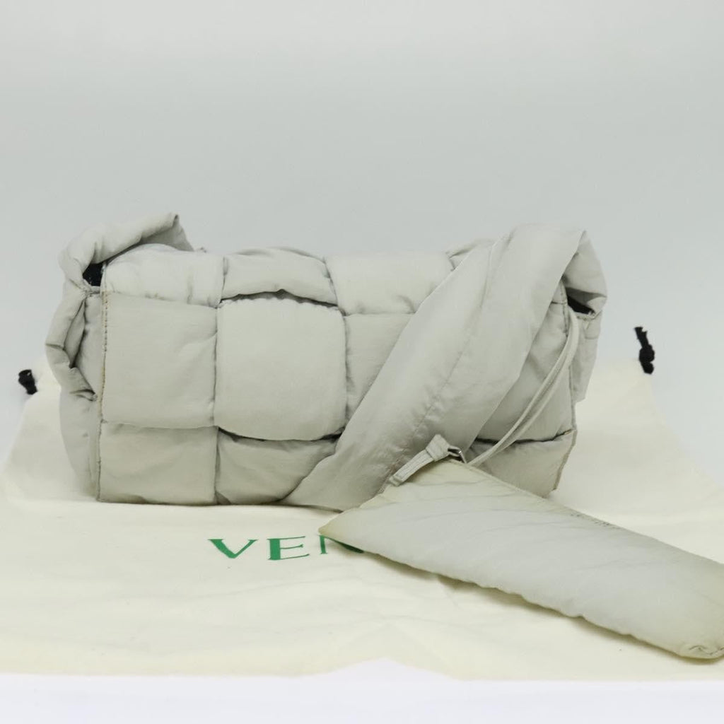 Bottega Veneta Padded Tech Cassette Crossbody Bag Intrecciato Nylon Gray Nylon Shoulder Bag Bag (Pre-Owned)