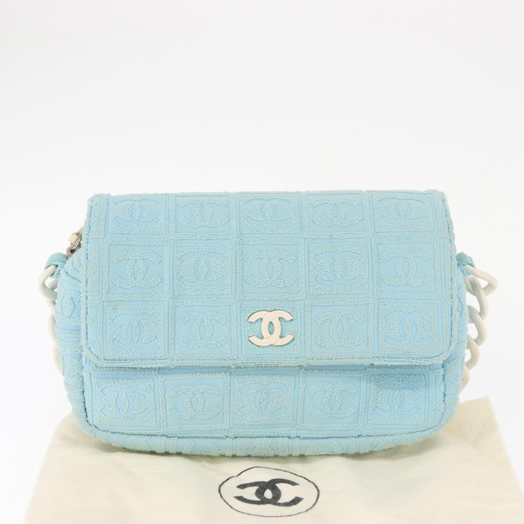 Chanel Sport Line Resin Camera Flap Bag Terry Cloth Blue Plastic Shoulder Bag Bag (Pre-Owned)