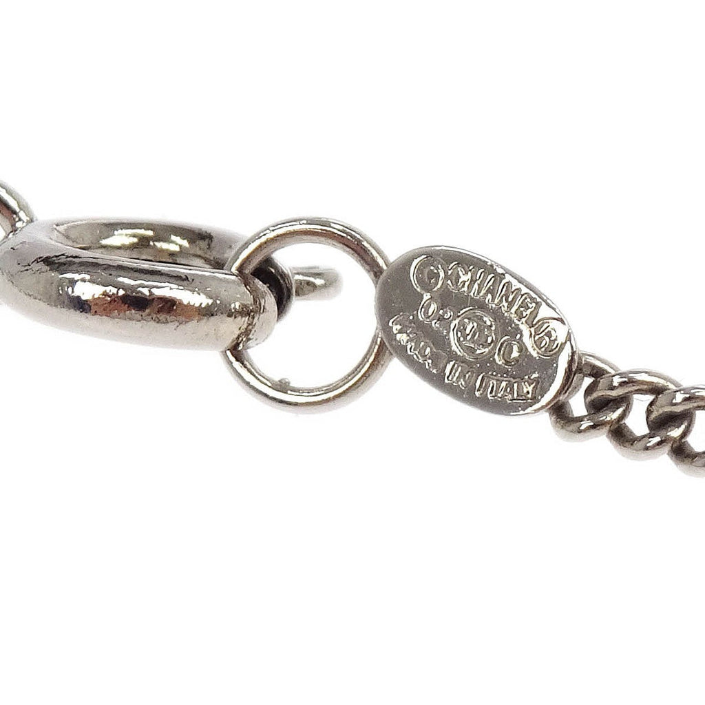 Chanel Cc Logo Pendant Necklace Metal Silver Silver_Plated Jewelry (Pre-Owned)