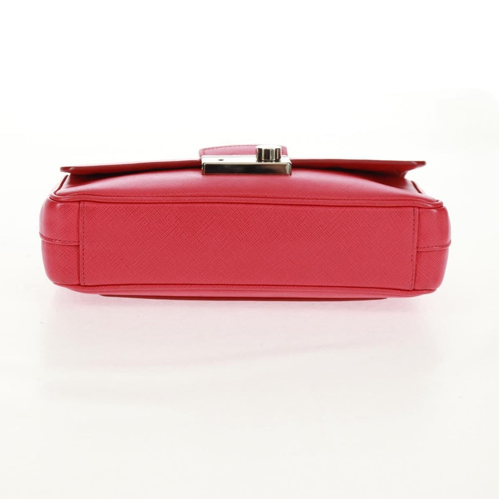 Prada Sound Chain Shoulder Bag Saffiano Leather Red Leather Shoulder Bag Bag (Pre-Owned)