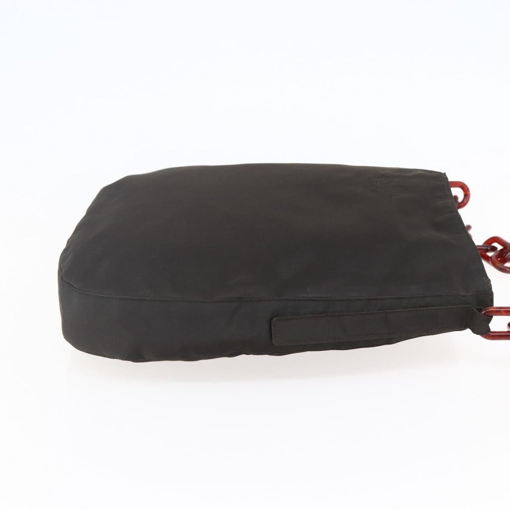 Prada Resin Chain Shoulder Bag Nylon Brown Nylon Shoulder Bag Bag (Pre-Owned)