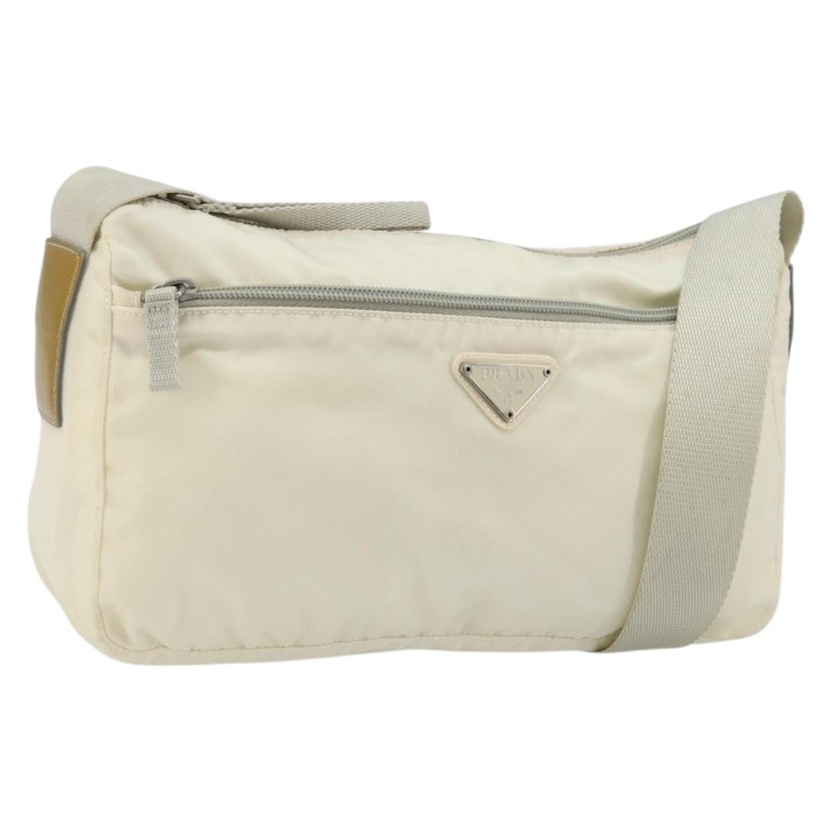 Prada Zip Waist Bag Tessuto White Nylon Shoulder Bag Bag (Pre-Owned)