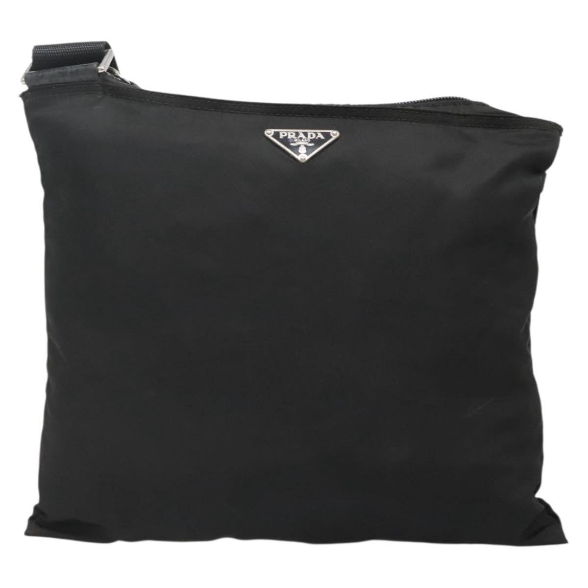 Prada Flat Messenger Bag Tessuto Black Nylon Shoulder Bag Bag (Pre-Owned)