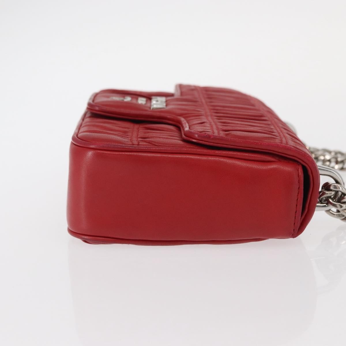 Prada Gaufre Chain Flap Shoulder Bag Nappa Leather Red Leather Shoulder Bag Bag (Pre-Owned)