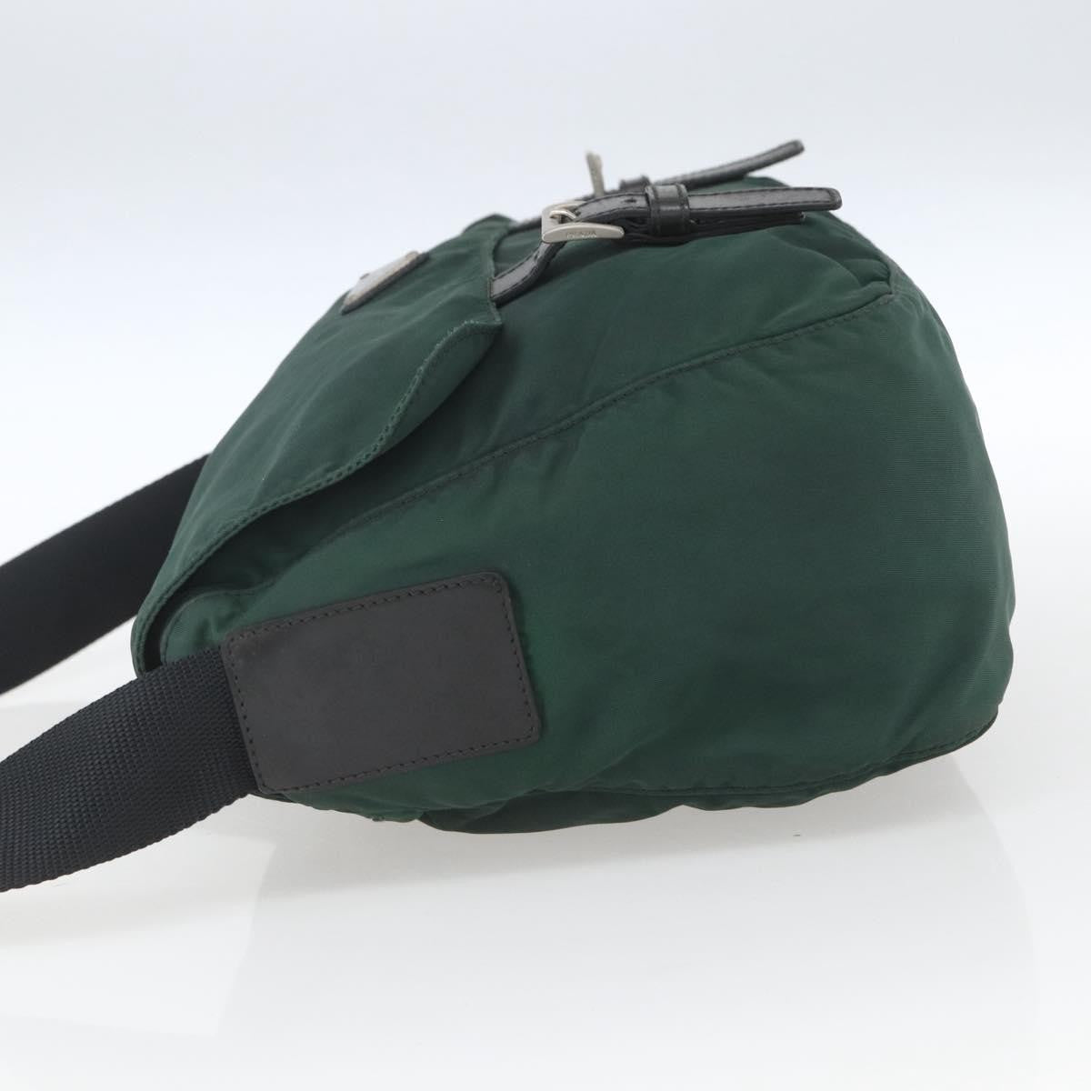 Prada Double Buckle Flap Messenger Bag Tessuto Green Nylon Shoulder Bag Bag (Pre-Owned)