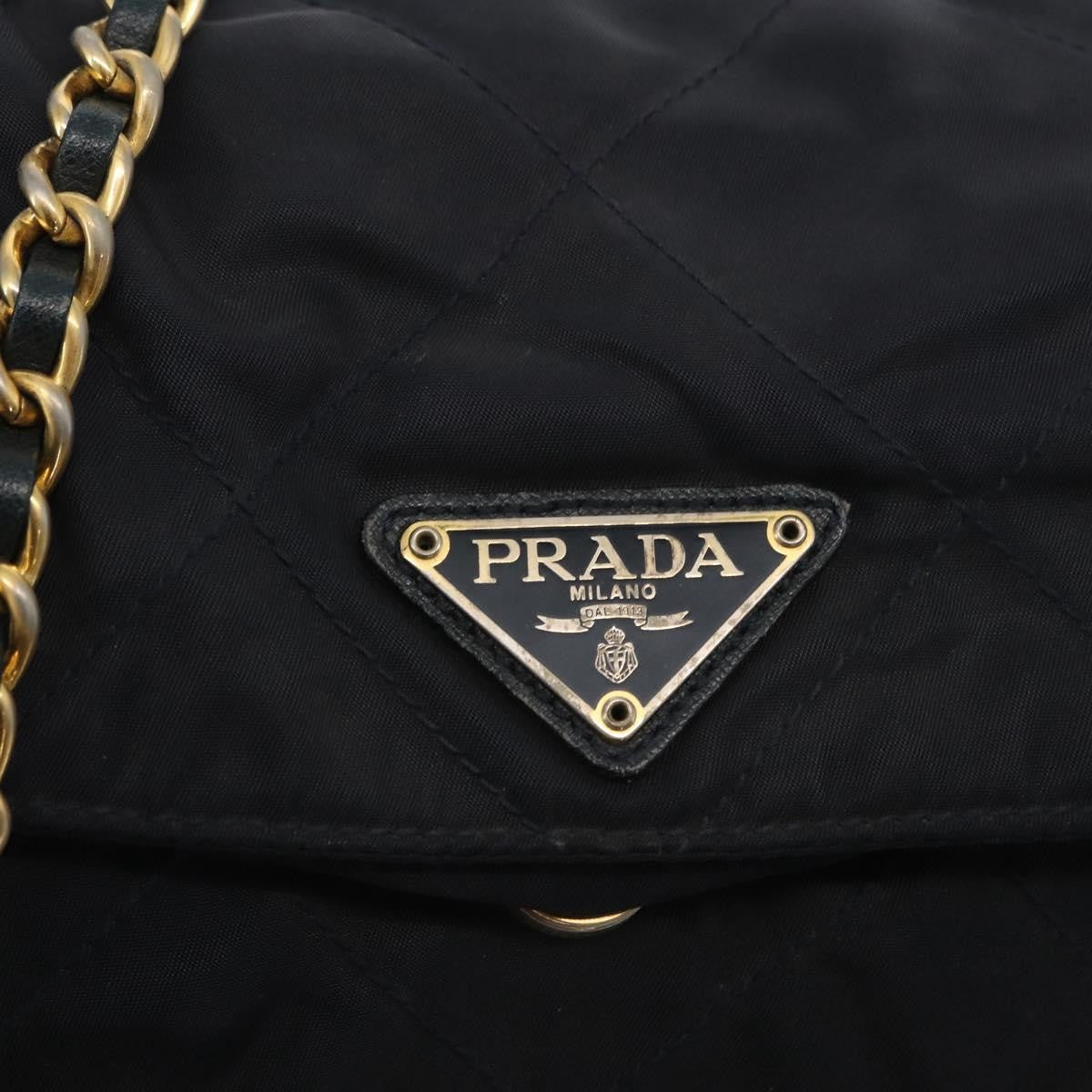 Prada Chain Shoulder Bag Tessuto Navy Nylon Shoulder Bag Bag (Pre-Owned)