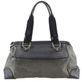 Bottega Veneta Vintage Handbag Leather Gray Canvas Handbag (Pre-Owned)