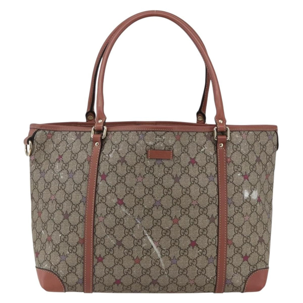 Gucci Joy Plus Tote Gg Coated Canvas With Leather Beige Canvas Tote Bag Bag (Pre-Owned)