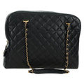 Chanel Vintage Zip Chain Shoulder Bag Quilted Lambskin Black Leather Shoulder Bag Bag (Pre-Owned)