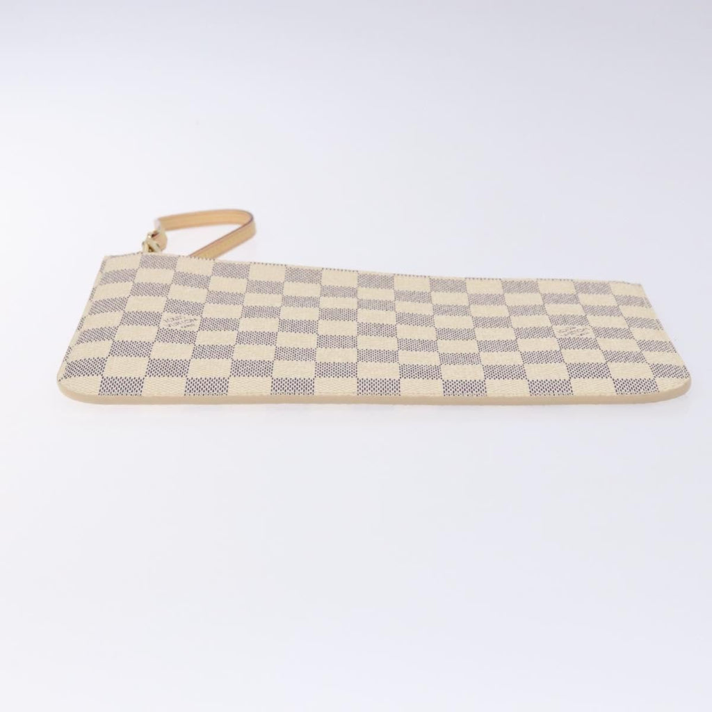 Louis Vuitton Neverfull Pochette Damier White Canvas Bag (Pre-Owned)