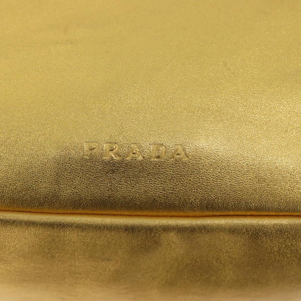 Prada Vintage Shoulder Bag Leather Gold Leather Shoulder Bag Bag (Pre-Owned)