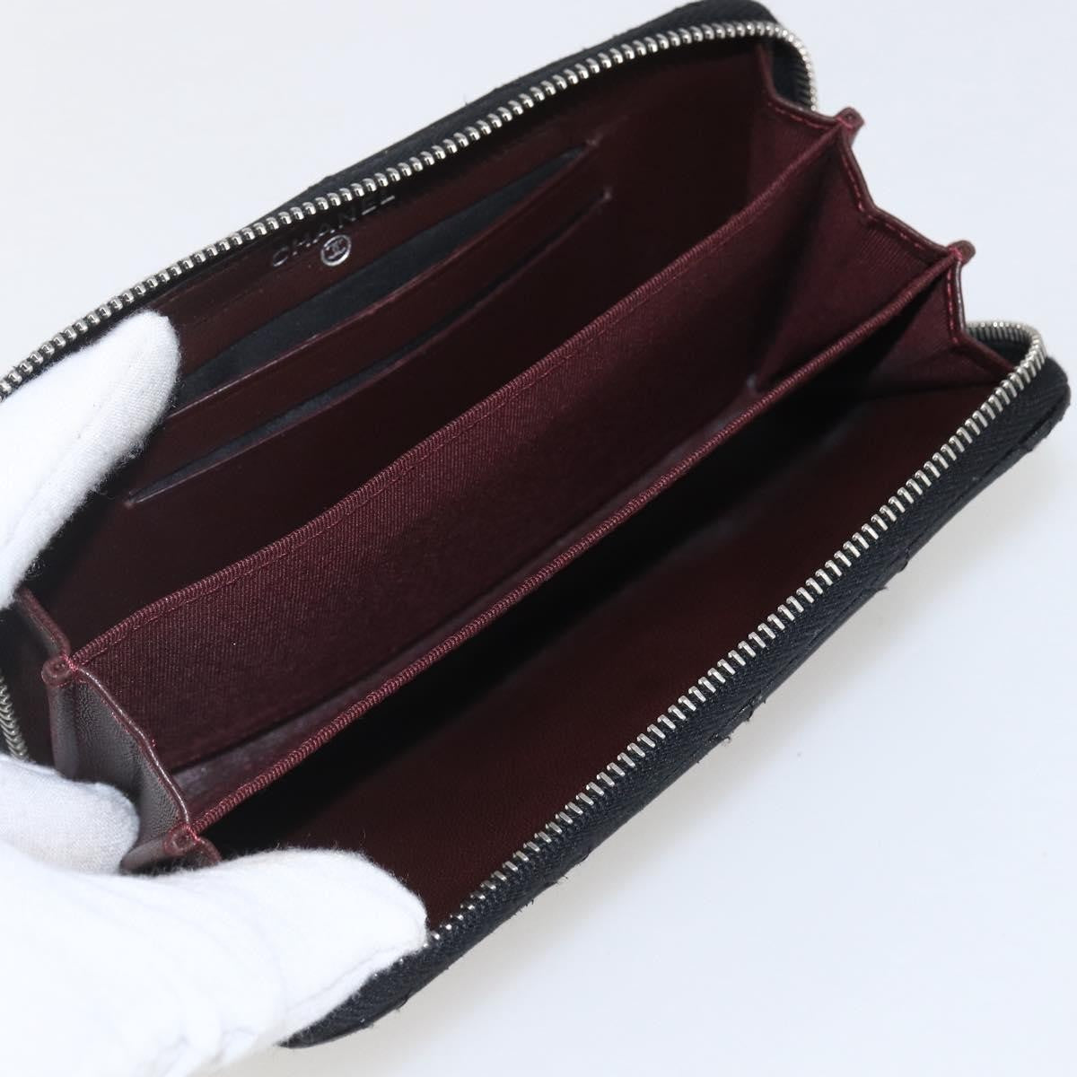 Chanel Zip Around Organizer Wallet Quilted Lambskin Black Leather Wallets Accessory (Pre-Owned)