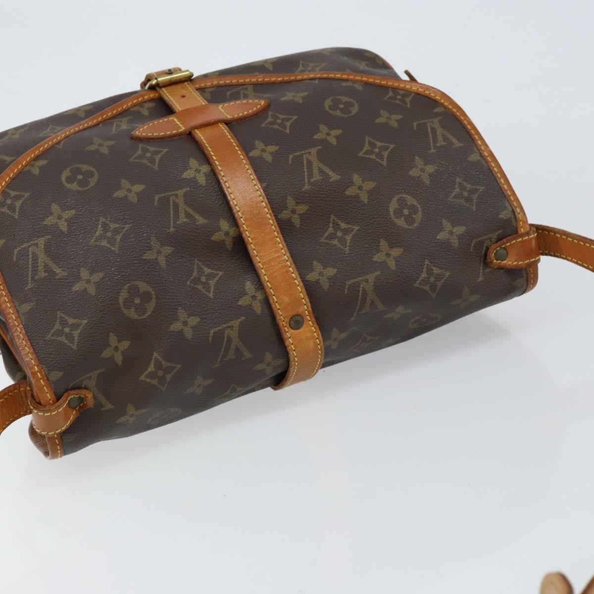 Louis Vuitton Saumur Handbag Monogram Canvas Brown Canvas Shoulder Bag Bag (Pre-Owned)