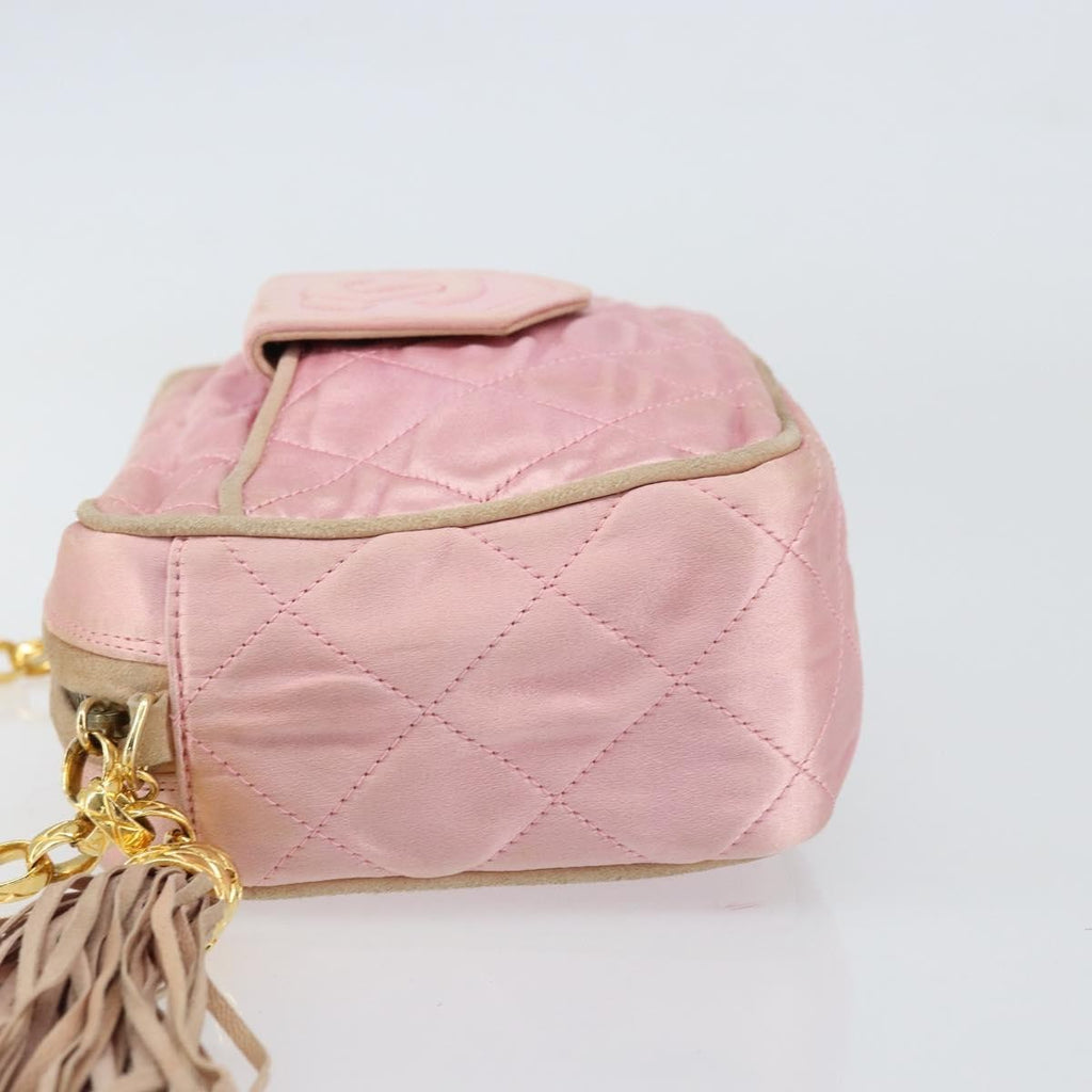 Chanel Vintage Camera Tassel Bag Satin Pink Satin Shoulder Bag Bag (Pre-Owned)