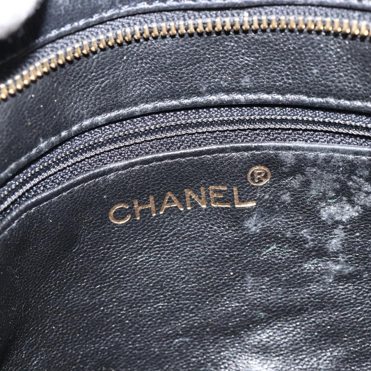 Chanel Vintage Shoulder Bag Leather Black Leather Shoulder Bag Bag (Pre-Owned)