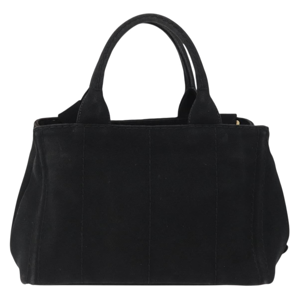 Prada Canapa Tote Canvas Black Canvas Tote Bag Bag (Pre-Owned)