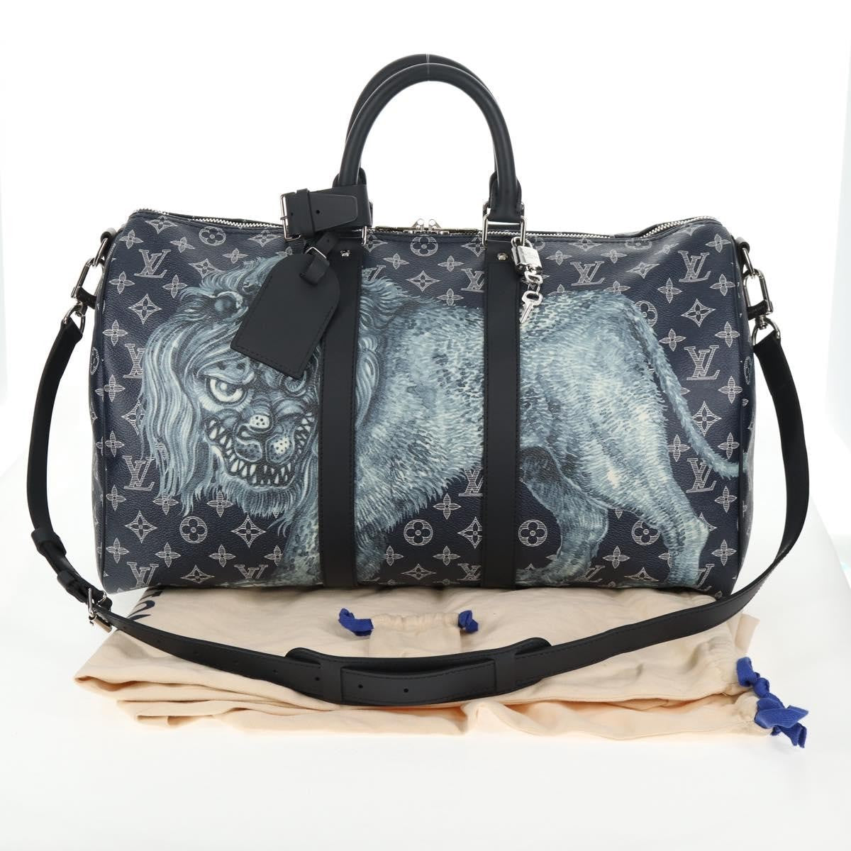 Louis Vuitton Keepall Bandouliere Bag Limited Edition Chapman Savane Monogram Canvas Navy Canvas Travel Bag Bag (Pre-Owned)
