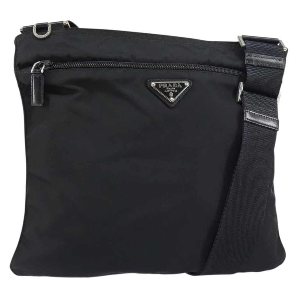 Prada Front Pocket Messenger Bag Tessuto Black Nylon Shoulder Bag Bag (Pre-Owned)