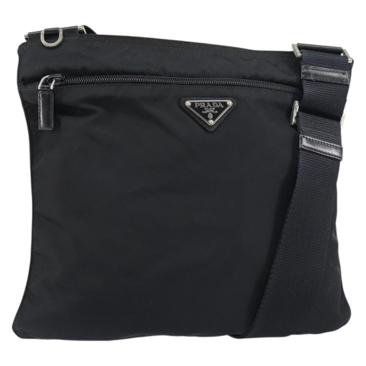 Prada Front Pocket Messenger Bag Tessuto Black Nylon Shoulder Bag Bag (Pre-Owned)