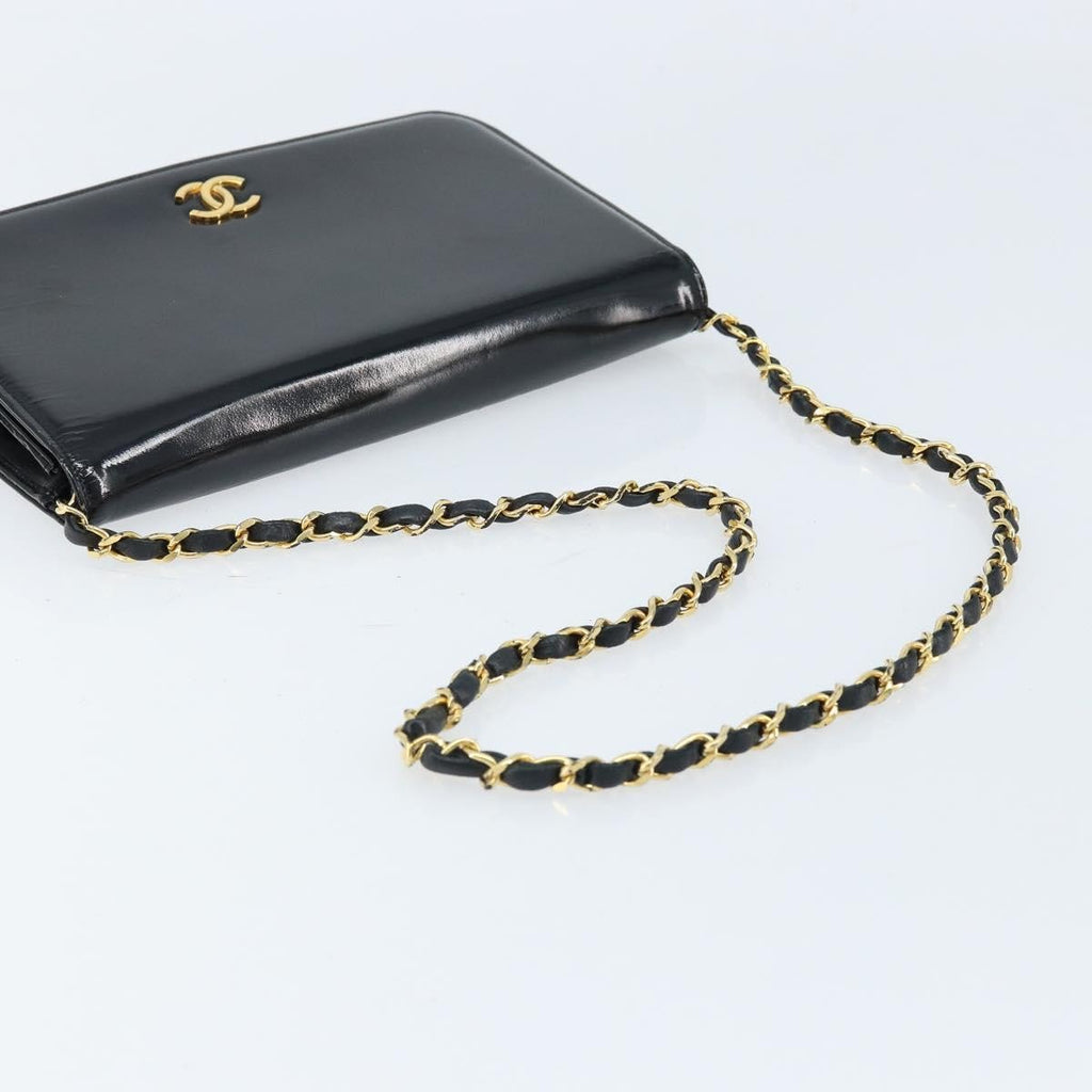 Chanel Wallet On Chain Quilted Patent Black Patent_Leather Shoulder Bag Bag (Pre-Owned)