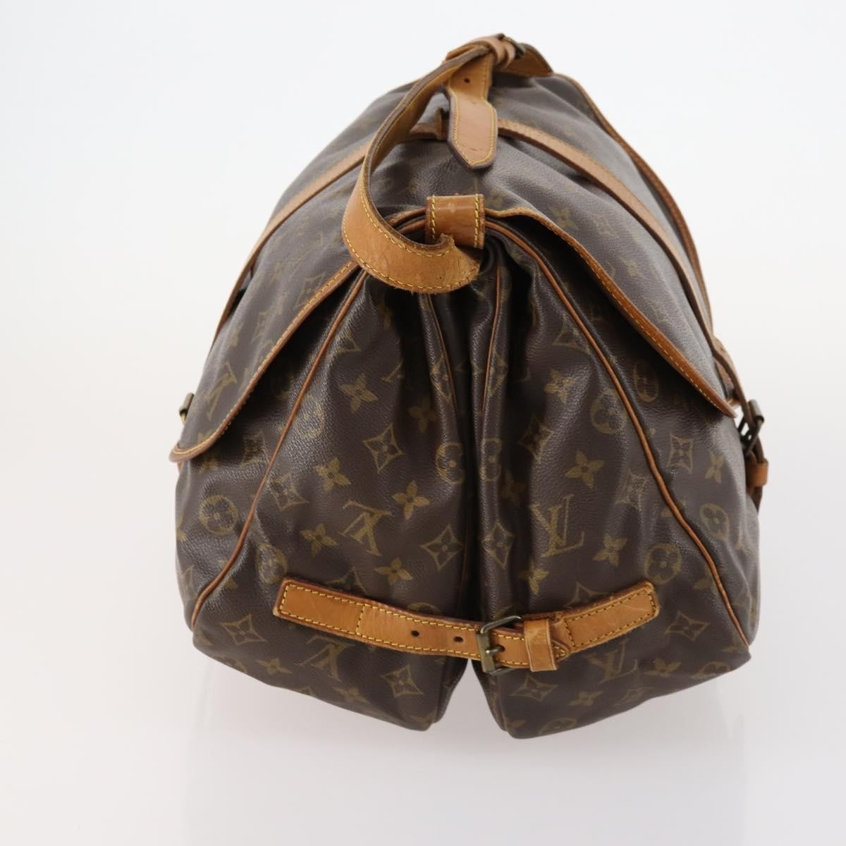 Louis Vuitton Saumur Handbag Monogram Canvas Brown Canvas Shoulder Bag Bag (Pre-Owned)
