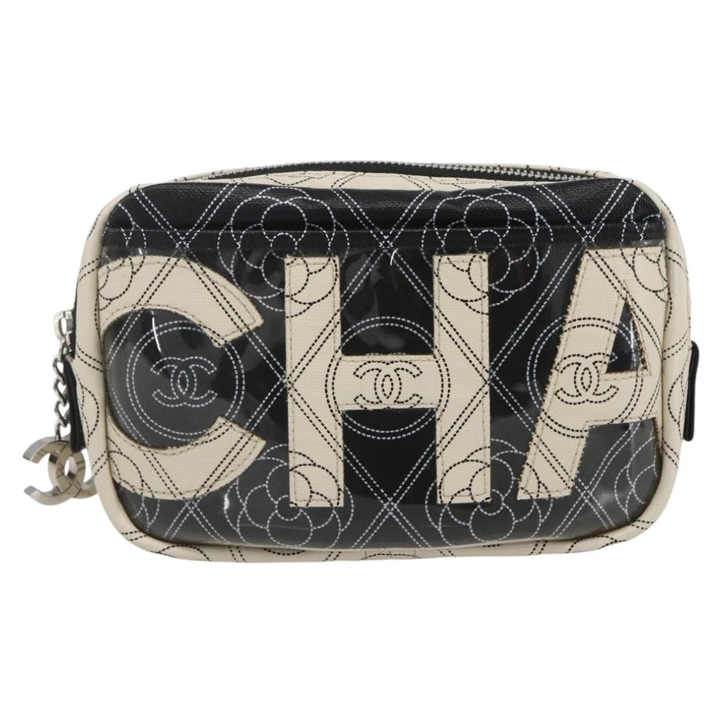 Chanel Logo Camera Case Clutch Printed Coated Canvas Black Pvc Clutche & Pouche Bag (Pre-Owned)