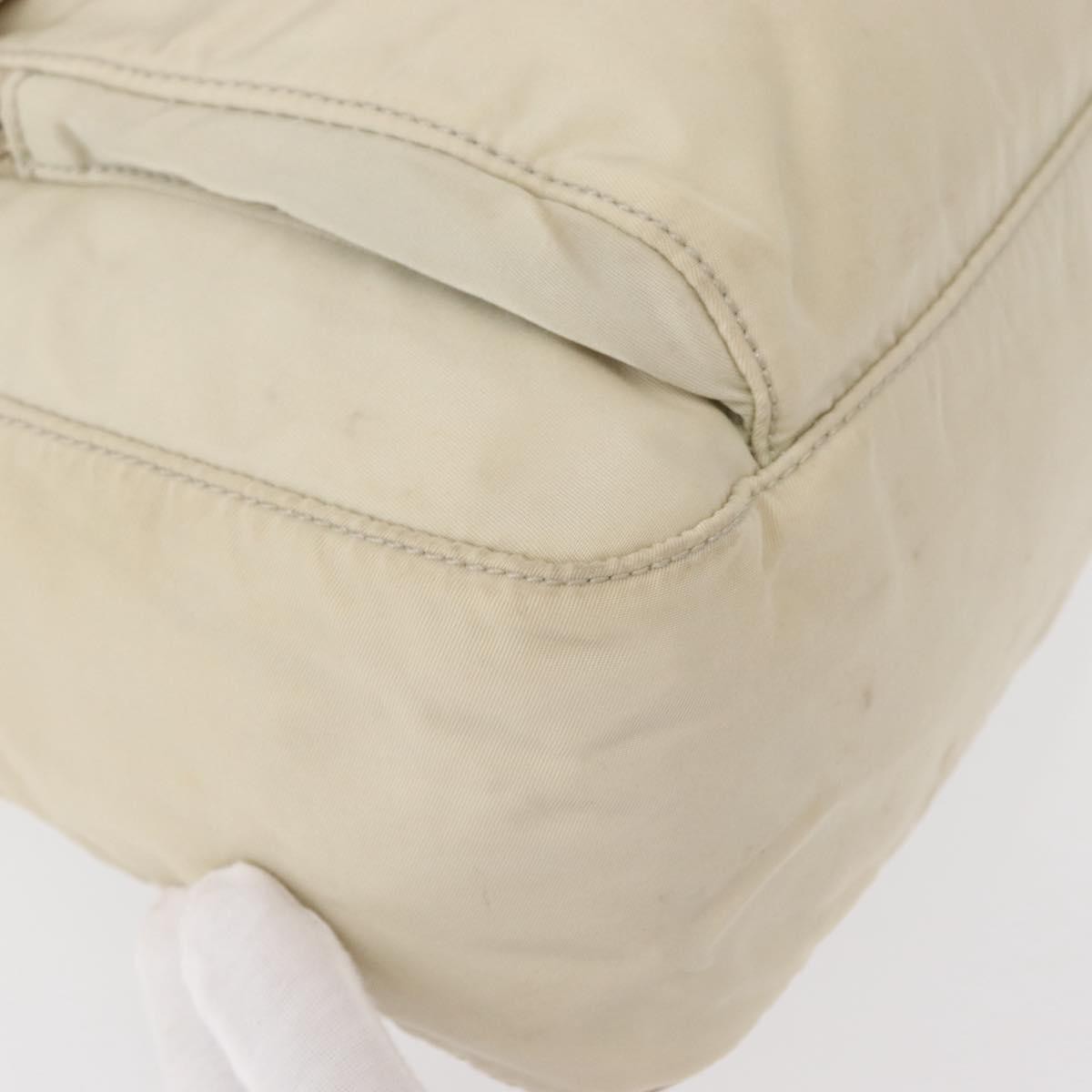 Prada Buckle Messenger Bag Tessuto Beige Nylon Shoulder Bag Bag (Pre-Owned)