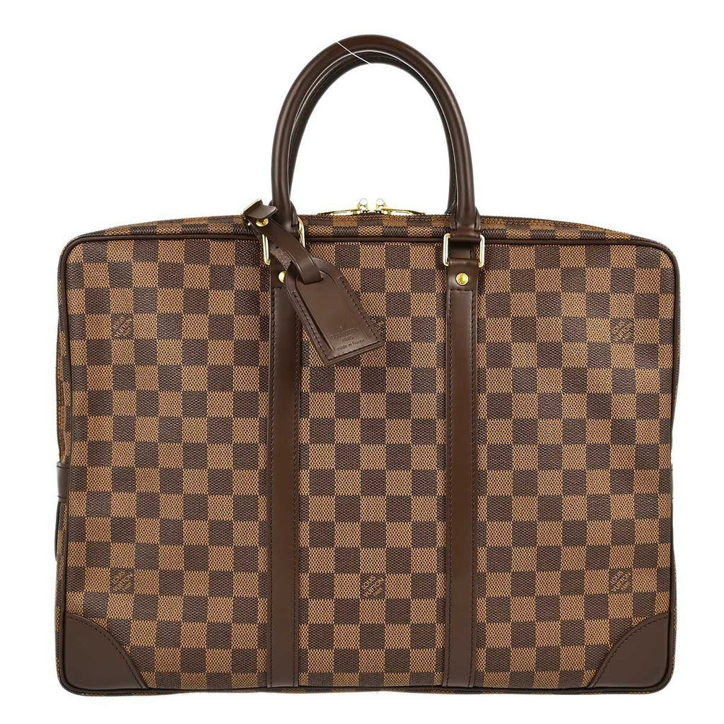 Louis Vuitton Porte-Documents Voyage Briefcase Damier Brown Canvas Briefcase Bag (Pre-Owned)