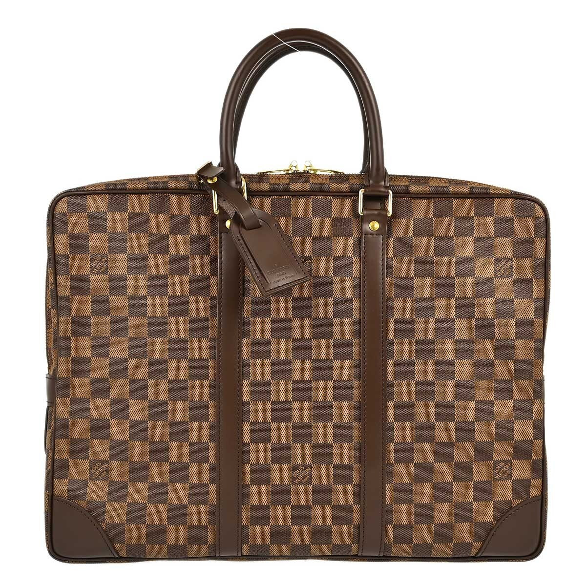 Louis Vuitton Porte-Documents Voyage Briefcase Damier Brown Canvas Briefcase Bag (Pre-Owned)