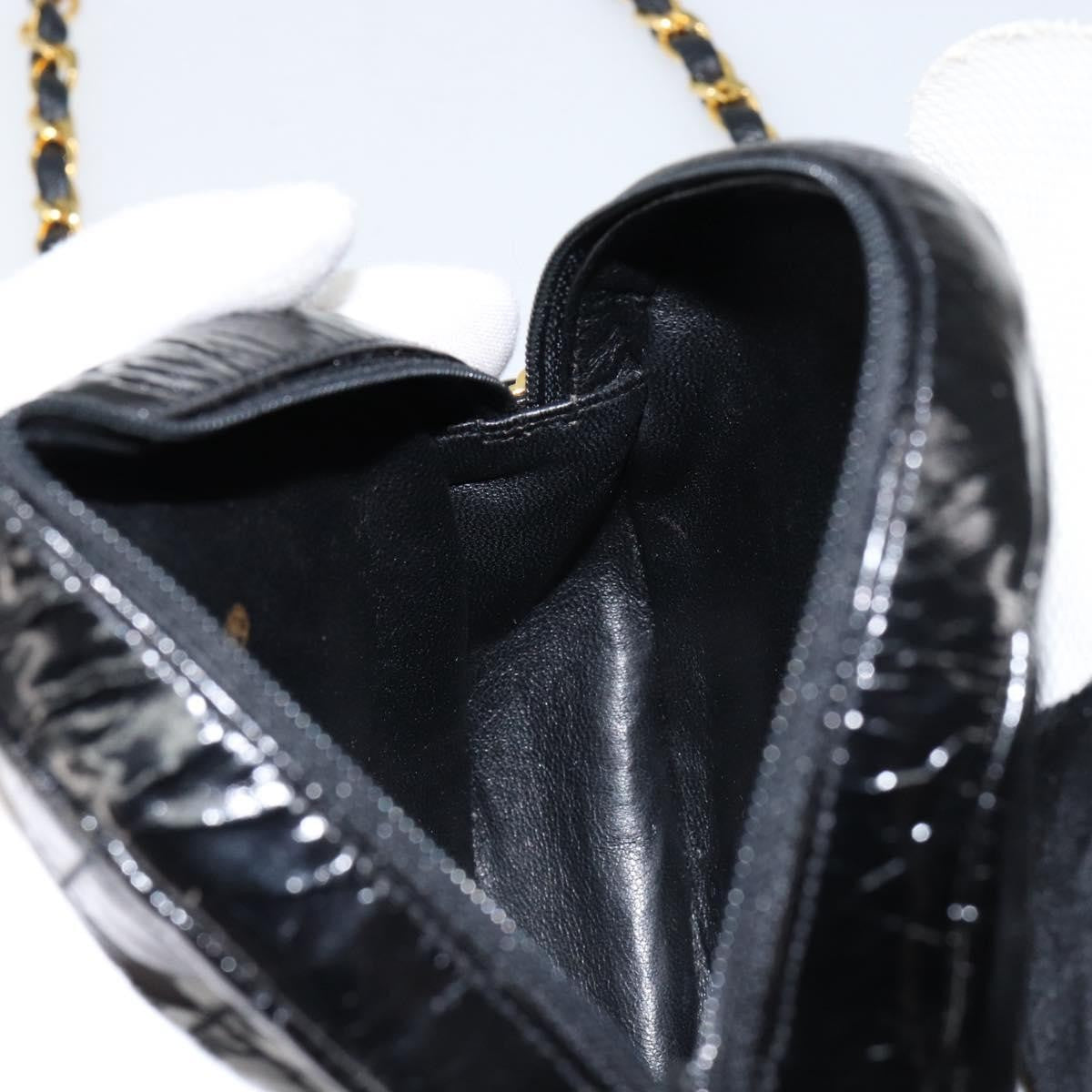 Chanel Vintage Camellia Round Evening Bag Lambskin And Satin Black Patent_Leather Clutche & Pouche Bag (Pre-Owned)