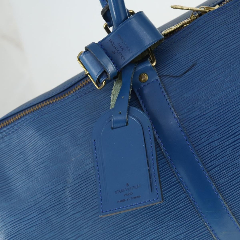 Louis Vuitton Keepall Bag Epi Leather Blue Leather Travel Bag Bag (Pre-Owned)