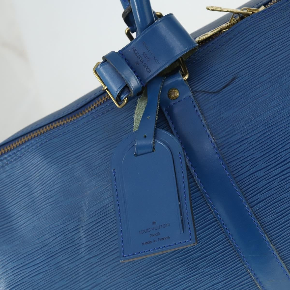 Louis Vuitton Keepall Bag Epi Leather Blue Leather Travel Bag Bag (Pre-Owned)