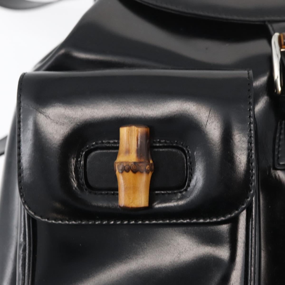 Gucci Vintage Bamboo Backpack Patent Leather Black Patent_Leather Backpack Bag (Pre-Owned)