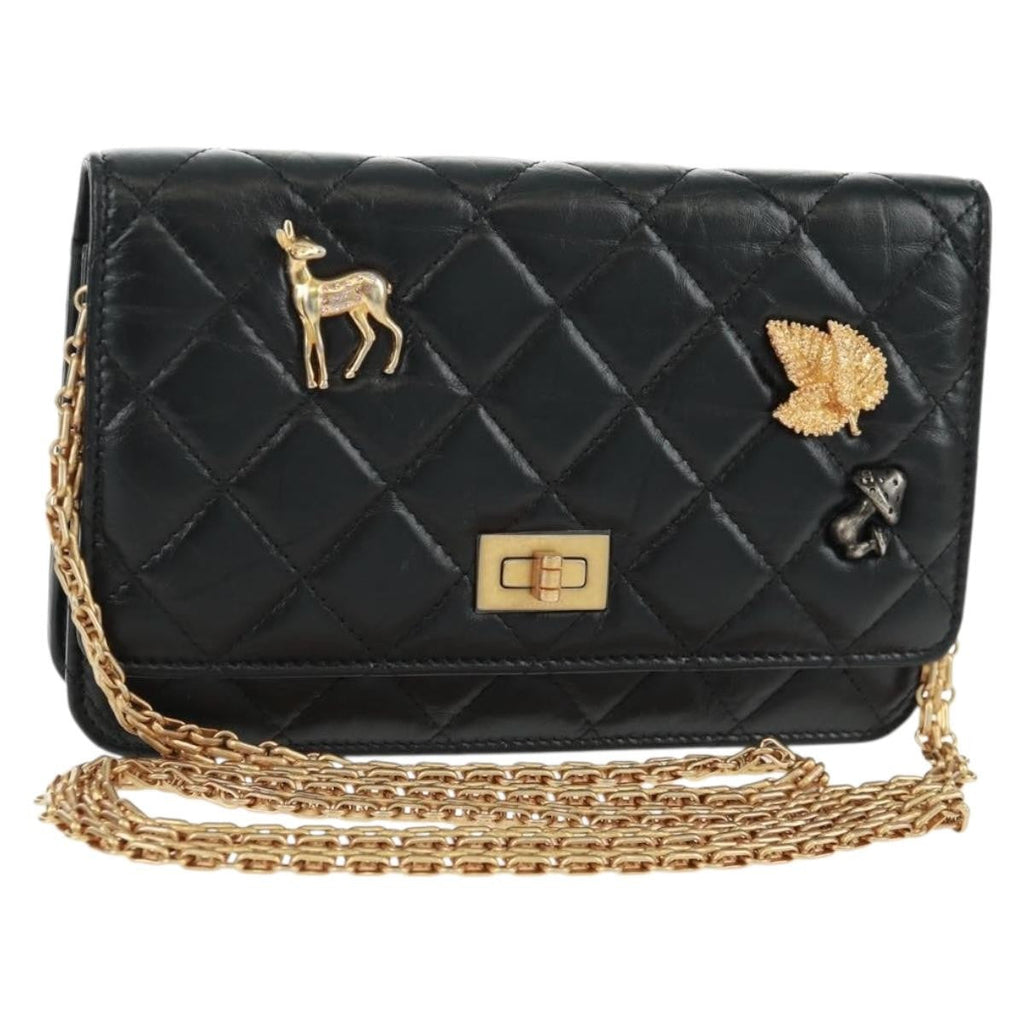Chanel Lucky Charms Reissue 2.55 Flap Bag Leather Black Leather Shoulder Bag Bag (Pre-Owned)