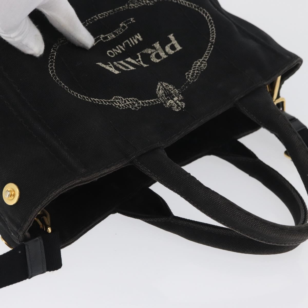 Prada Canapa Tote Canvas Black Canvas Tote Bag Bag (Pre-Owned)
