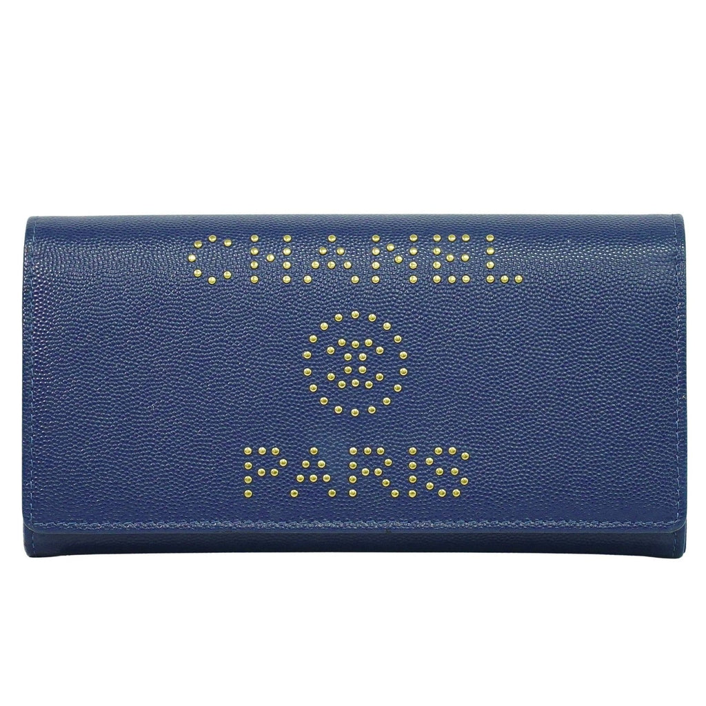 Chanel Deauville Flap Wallet Caviar Navy Leather Wallets Accessory (Pre-Owned)