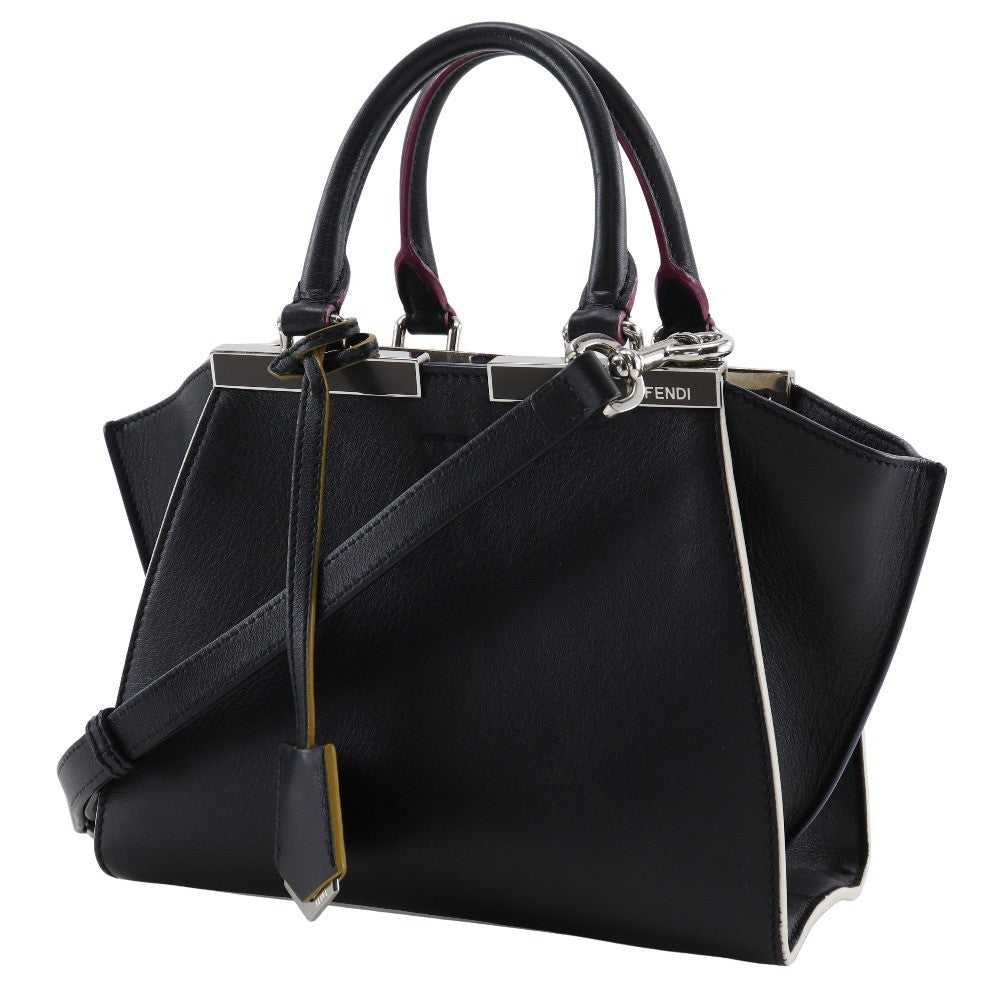 Fendi Petite 3Jours Bag Leather Black Leather Handbag (Pre-Owned)
