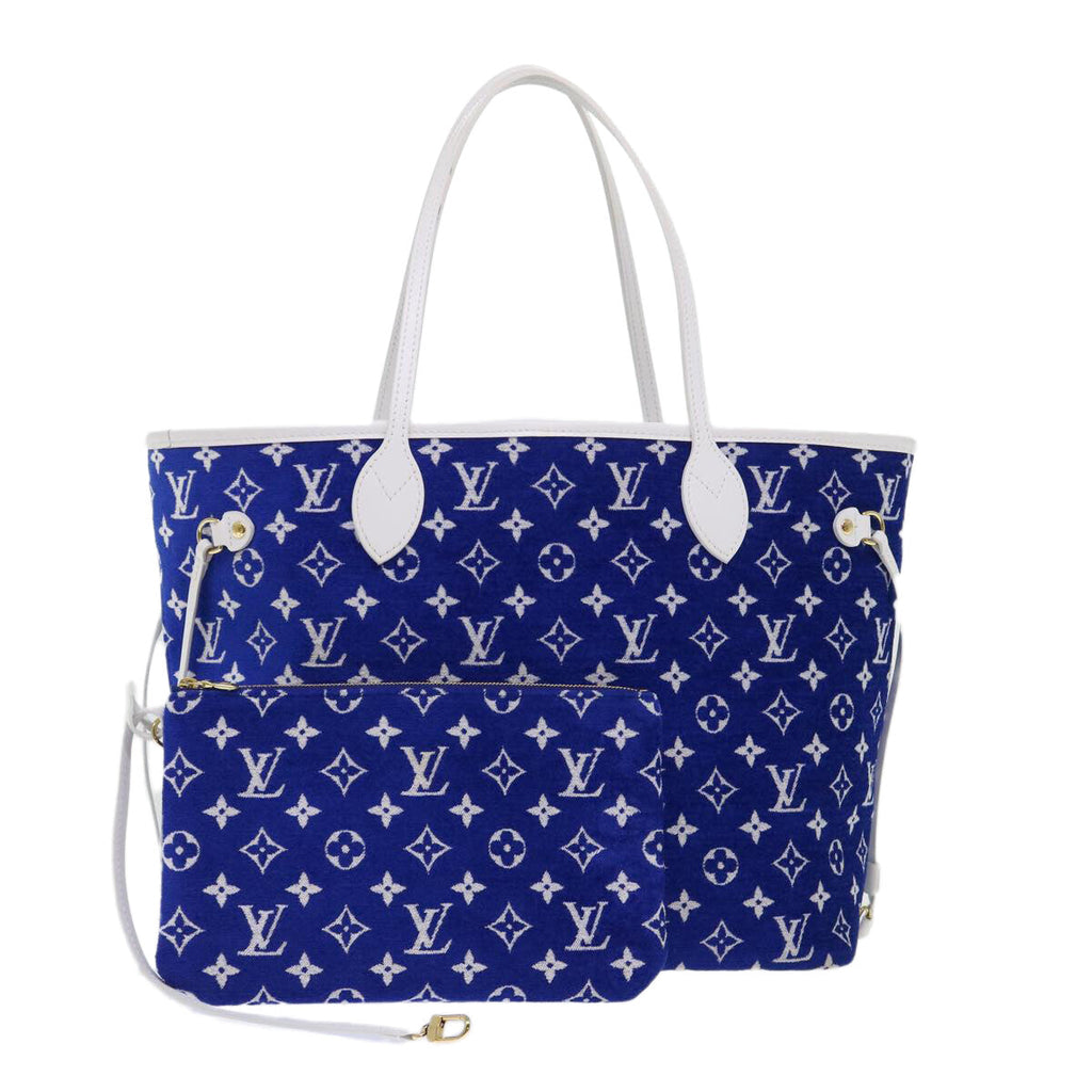 Louis Vuitton Neverfull Nm Tote Lv Match Monogram Jacquard Velvet Blue Velvet Tote Bag Bag (Pre-Owned)