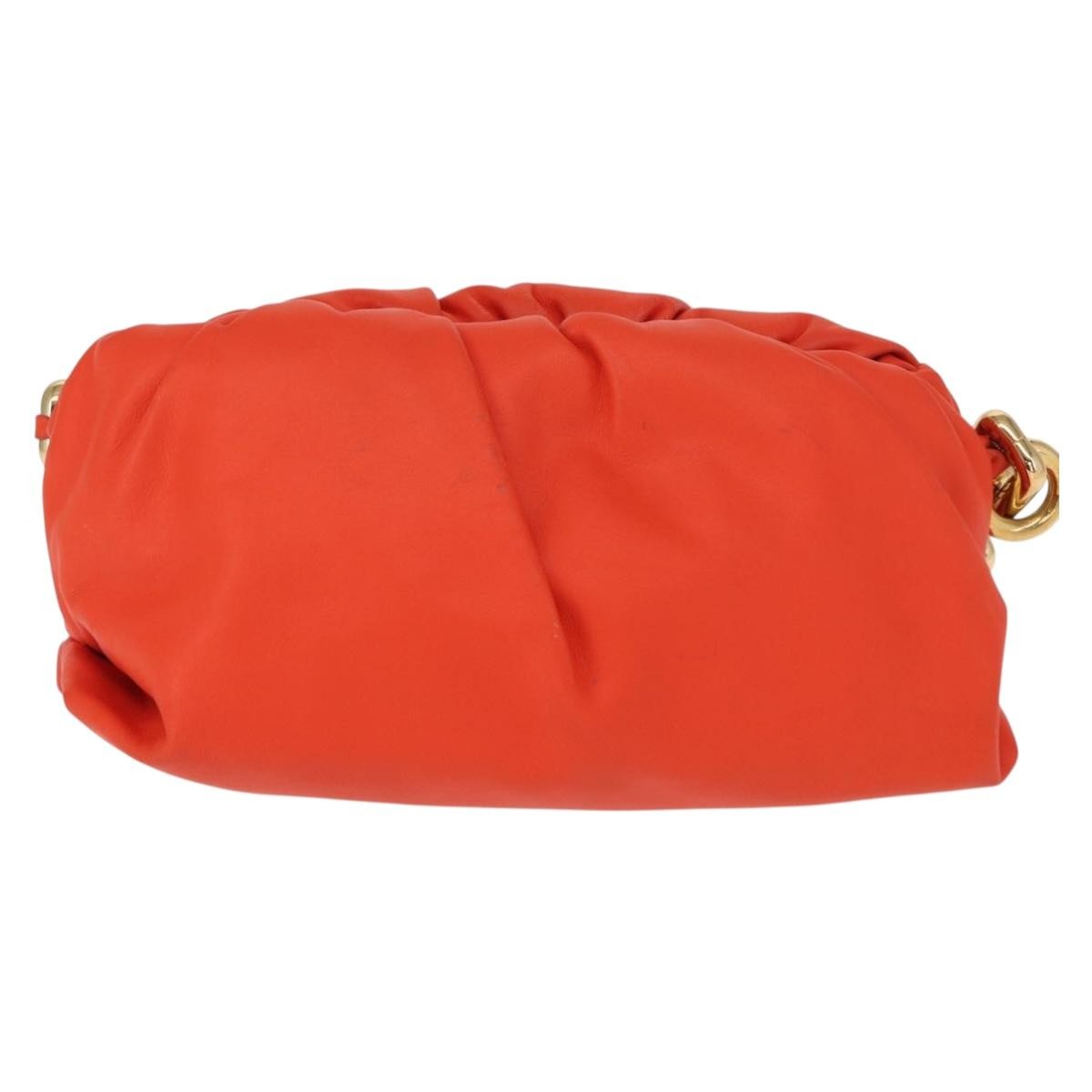Bottega Veneta The Chain Pouch Leather Orange Leather Clutche & Pouche Bag (Pre-Owned)