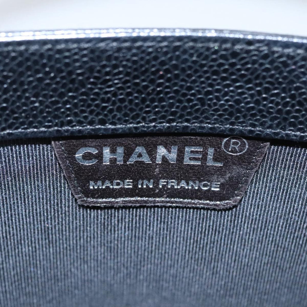 Chanel Vintage Tote Leather Black Leather Tote Bag Bag (Pre-Owned)